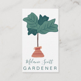 Fiddle Tree Leaf Houseplant Handgezogene Visitenkarte