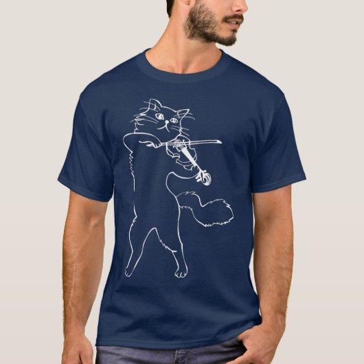Fiddle Violin Cat Musician Instrument Band T-Shirt (Vorderseite)