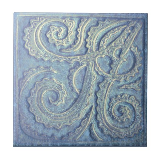 Fiddlehead fern Blue Keramik Tile Fliese (Vorderseite)