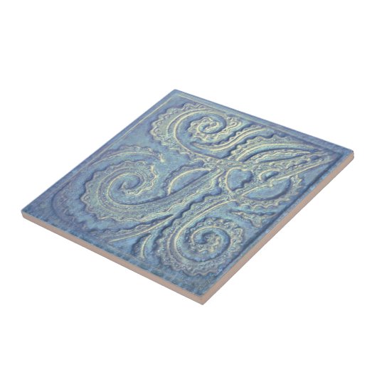 Fiddlehead fern Blue Keramik Tile Fliese (Seite)