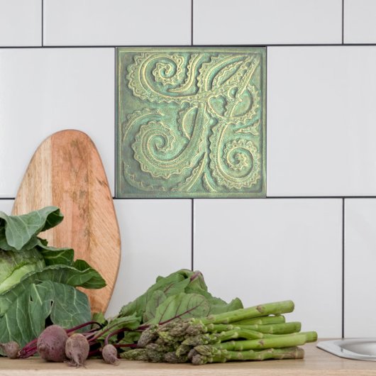 Fiddlehead fern Green Keramik Tile Fliese