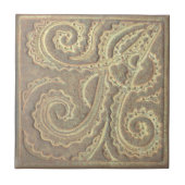Fiddlehead fern Tan Keramik Tile Fliese (Vorderseite)