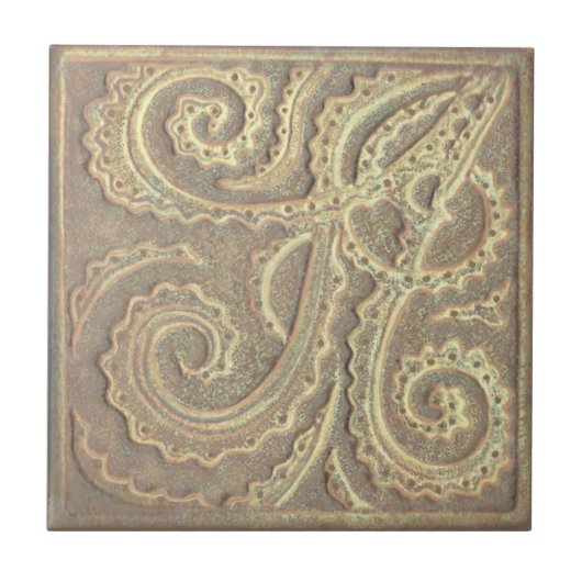 Fiddlehead fern Tan Keramik Tile Fliese (Vorderseite)