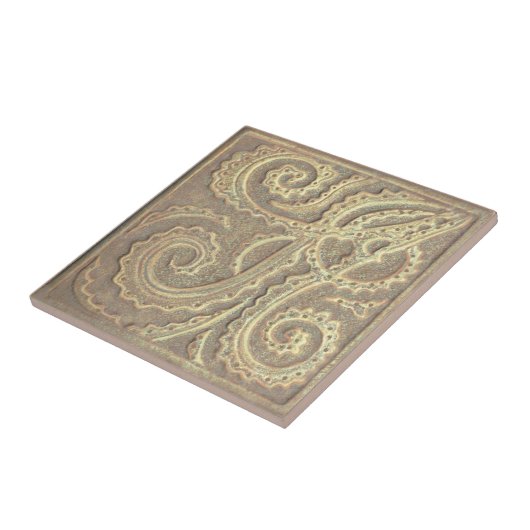 Fiddlehead fern Tan Keramik Tile Fliese (Seite)