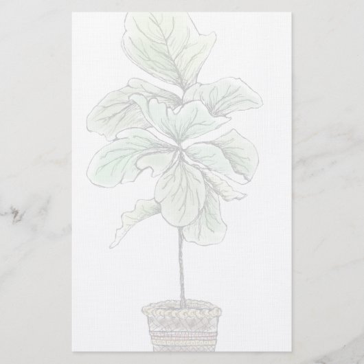 Fiddleleaf Fig Illustriert Blank Briefpapier (Vorderseite)