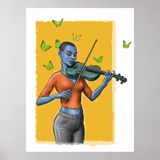 Fiddler Girl - Surreal Violin Art Poster (kein Tex (Vorne)