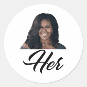 Fiddlesticks T-Shirts Womens Her Michelle Obama -  Runder Aufkleber