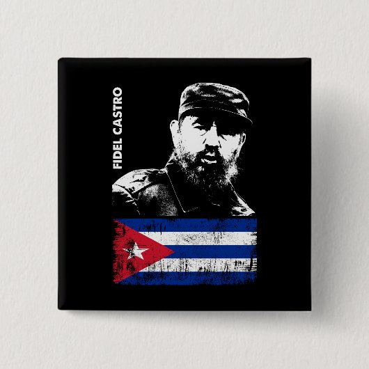 Fidel Castro Kuba Revolution kubanische Flagge Button (Vorderseite)