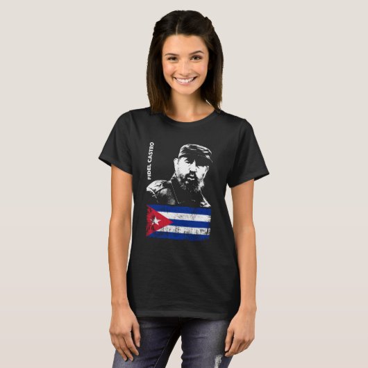 Fidel Castro Kuba Revolution kubanische Flagge T-Shirt (Vorne ganz)