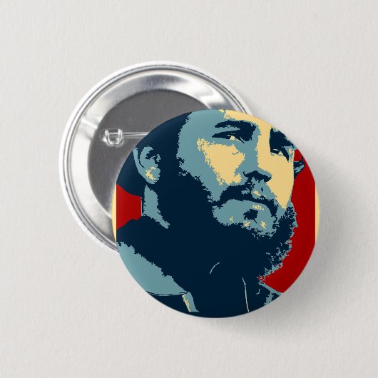 Fidel Castro - kubanischer Revolutions-Präsident Button (Vorne & Hinten)