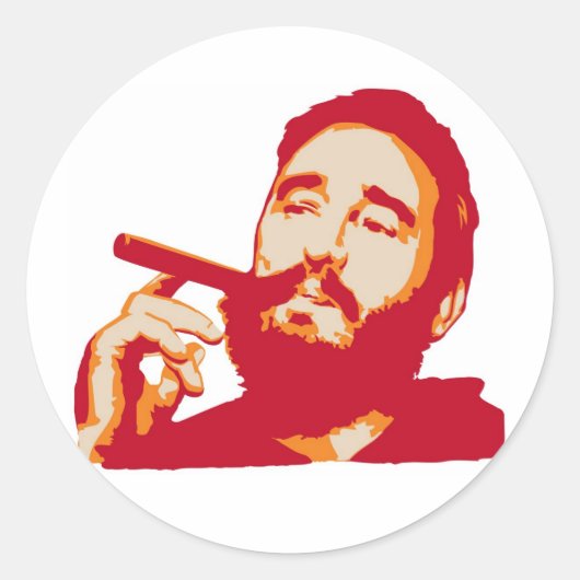Fidel Castro mit Cigar-Portrait-Aufkleber Runder Aufkleber (Vorderseite)
