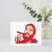 Fidel Castro mit Cigar Portrait Postkarte (Stehend Vorderseite)
