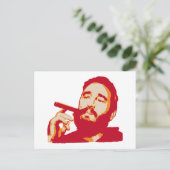 Fidel Castro mit Cigar Portrait Postkarte (Stehend Vorderseite)