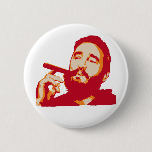 Fidel Castro mit Zigarren-Porträt-Knopf Button