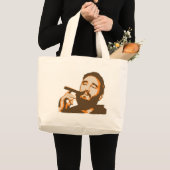 Fidel Castro mit Zigarren-Porträt-Taschen-Tasche Jumbo Stoffbeutel (Vorderseite (Produkt))