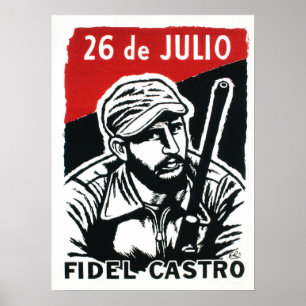 Fidel Castro Propaganda zur kubanischen Revolution Poster