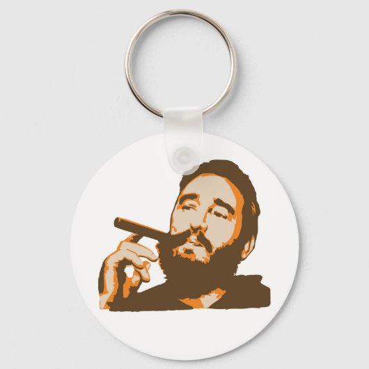 Fidel Castro with Cigar Portrait Keychain Schlüsselanhänger (Vorderseite)