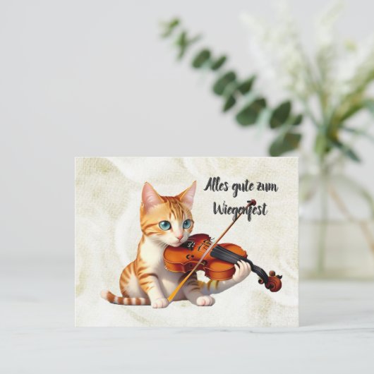 Fidel Kitty Postkarte (Stehend Vorderseite)