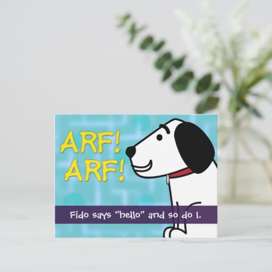 Fido sagt Hallo Postkarte (Stehend Vorderseite)