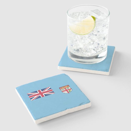 Fidschi-Flagge Steinuntersetzer (Seitenansicht)