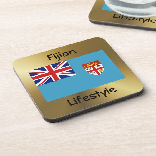 Fidschi-Flagge+Text-Untersetzer Untersetzer (Linke Seite)