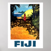 Fidschi, Frau an der Tropenküste und Touristenschi Poster (Vorne)