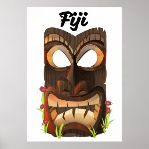 Fidschi geschnitzte Maske Poster