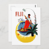 Fidschi-Insel, Mann auf einem kleinen Boot Postkarte (Vorne/Hinten)