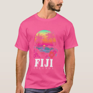 Fidschi-Inseln Hibiskus Blume Beach Surfer Souveni T-Shirt