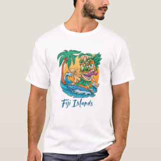 Fidschi Inseln Vacation Surfing Beach Trip Palm Tr T-Shirt