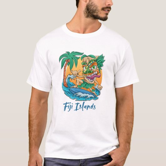 Fidschi Inseln Vacation Surfing Beach Trip Palm Tr T-Shirt (Vorderseite)
