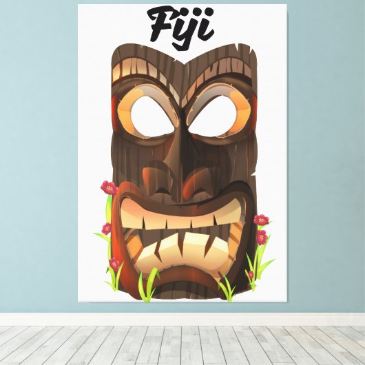 Fidschi-Schnitzmaske Leinwanddruck (Insitu (Holzboden))