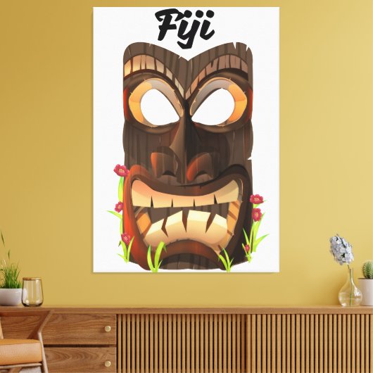 Fidschi-Schnitzmaske Leinwanddruck (Insitu (Wohnzimmer))