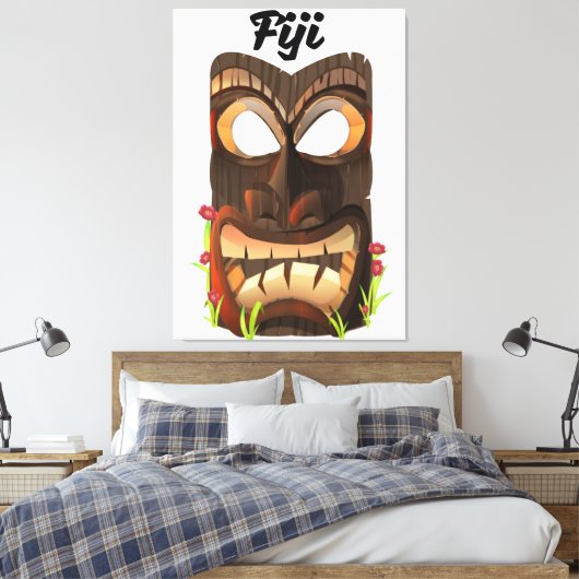 Fidschi-Schnitzmaske Leinwanddruck (Insitu (Schlafzimmer))