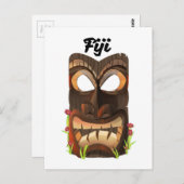 Fidschi-Schnitzmaske Postkarte (Vorne/Hinten)