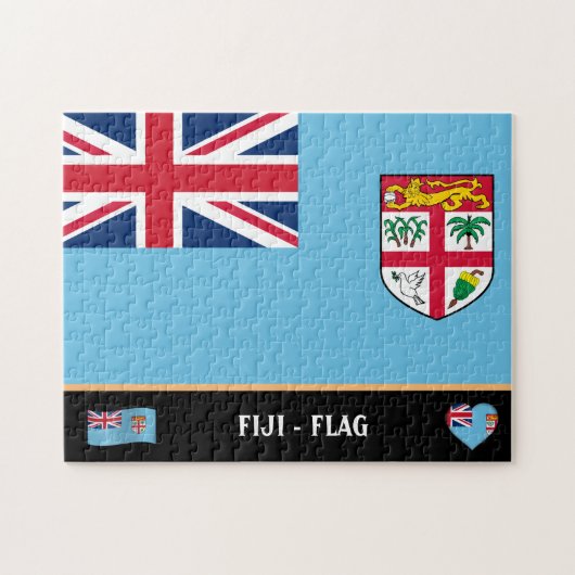 Fidschian Flag & Fidschi-Land / Fidschi-Inseln Puzzle (Horizontal)