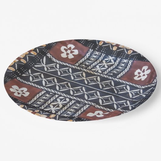 Fidschitapa-Stoff-Druck-Papier-Teller Pappteller (Schrägansicht)