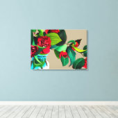 Fie Art red camellia Blume Aquarellfarbe Original Leinwanddruck (Insitu (Holzboden))