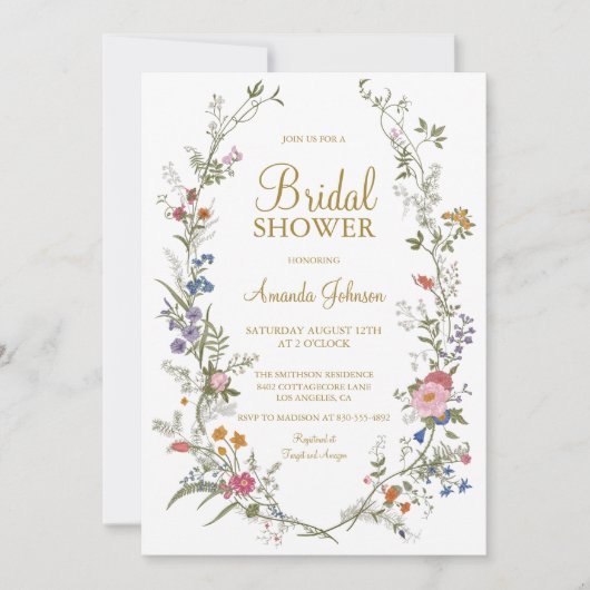 Field Blume Wilde Blume Blumenstrauß Brautparty Einladung (Vorderseite)