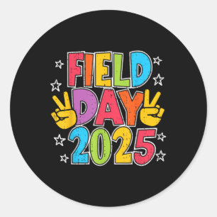 Field Day 2025 School Event Games Teacher Kids Boy Runder Aufkleber