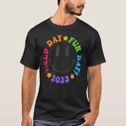 Field Day Fun Day 2023 Groovy Smile Face  Teacher  T-Shirt (Vorderseite)