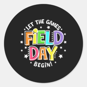 Field Day Lass The Games Begin Kids Boys Girls Tea Runder Aufkleber