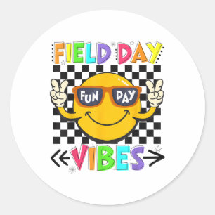 Field Day Vibes 2025 Happy Field Day Vibes Teacher Runder Aufkleber