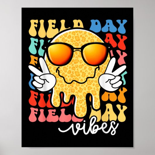 Field Day Vibes Smile Face Lehrer Kinder Happy Fie Poster (Vorne)
