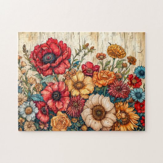 Field Flowers in Bright Summer Colors Puzzle (Horizontal)