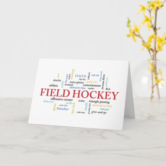 Field Hockey Birthday with Words Karte (Gelbe Blume)