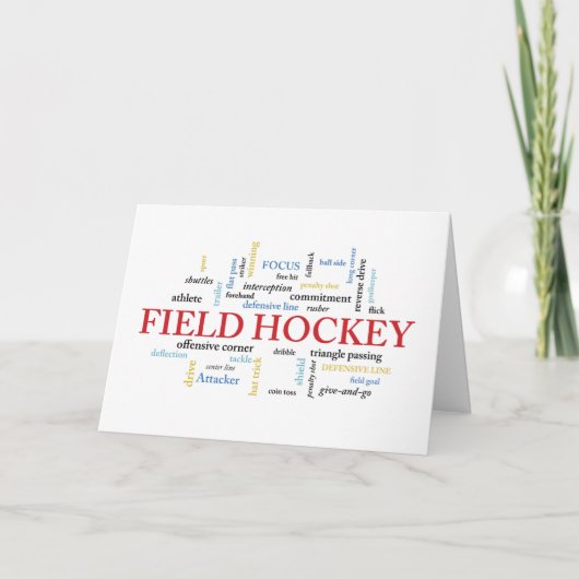 Field Hockey Birthday with Words Karte (Vorderseite)