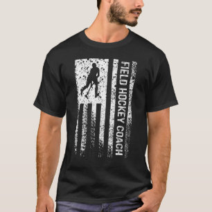 Field Hockey Coach American Flag Vintag T-Shirt