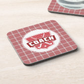 Field Hockey Coach Shield Drinks Untersetzer (Linke Seite)