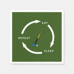 Field Hockey Eat Sleep Wiederholung Sportfan Spric Serviette